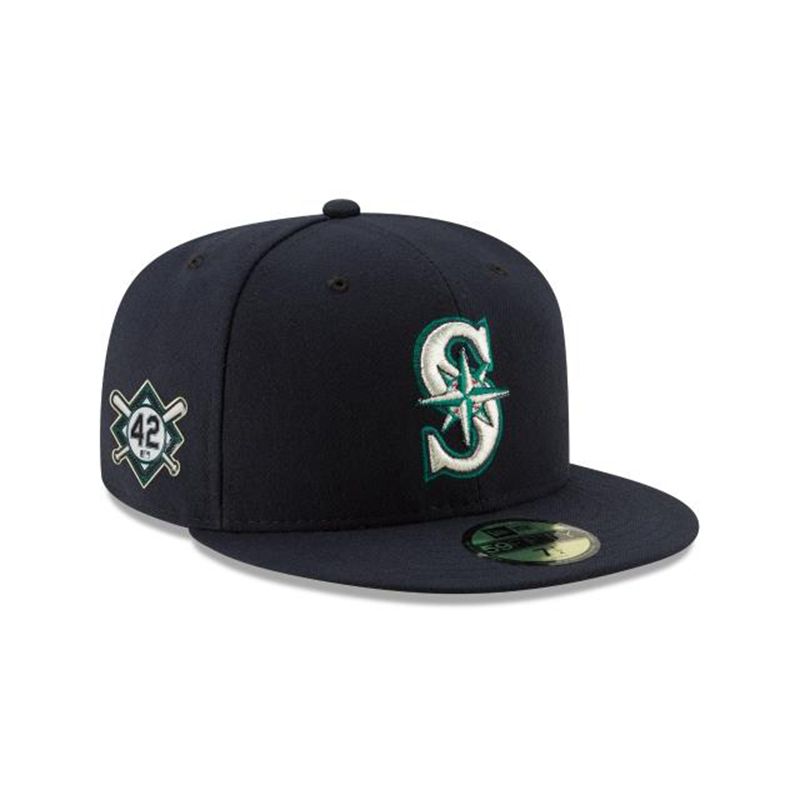 MLB Seattle Mariners Jackie Robinson Day 59Fifty Fitted (AMQ2490) - Blue New Era Caps